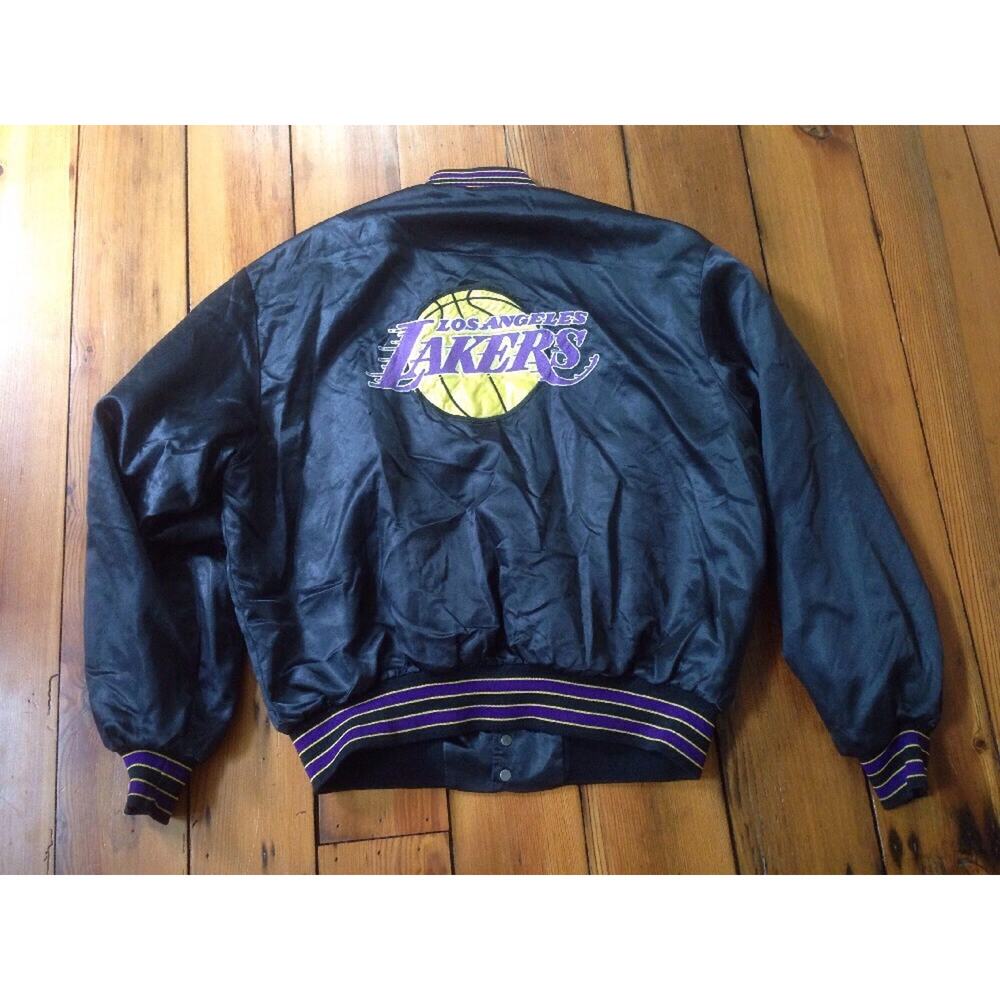 Vintage LA Lakers Swingster Basketball Black Coat Sports Jacket USA Made XL 54"